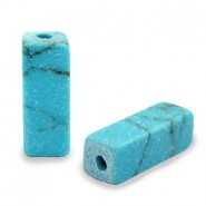Tube natural stone bead 13x5mm Turquoise blue marble